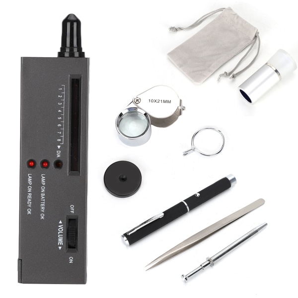 Diamond Tester Lommelykt Viewer Pinsett Forstørrelsesglass Diamond Claw Identification Tool Set