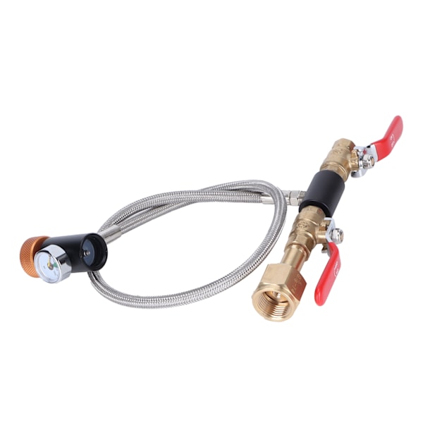 CO2 Universal Ekstern Slange Adapter G5/8-14 24in Dobbel Ventil Soda PTFE Slange med ASA3000psi Måler