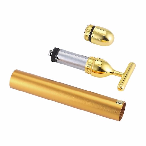 Gyllene 24k Elektrisk Ansiktsmassager Set med 3D-Rulle och T-Forma Rulle - Hudvårdsprodukter