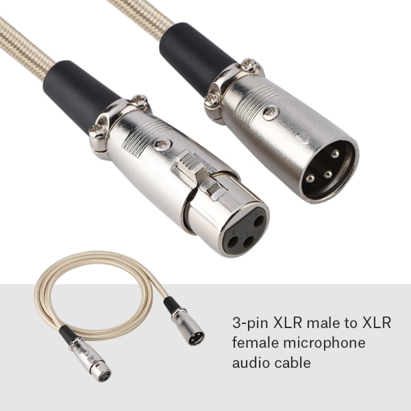 3-nastainen XLR-uros-XLR-naaras mikrofoni mikrofonikaapeli äänijohdon johto 1 metriä / 3,3 jalkaa