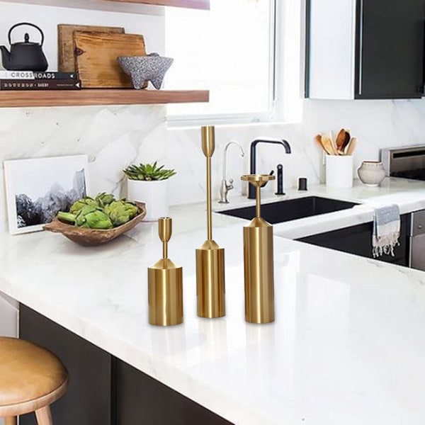 Guld Ljusstake Hållare Ljusstake Modern för Jubileum Hylla Dekor Set om 3
