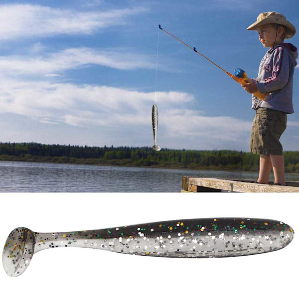 20 STK 7,5 cm Mjuk plastfiskedrag t tail Grub Mask Beten Fiskredskap Tillbehör (svart)