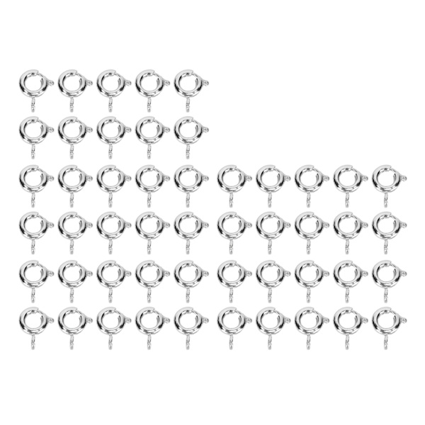 50 stk fjederringespænder 6 mm diameter 1,5 mm hul dekorative kobber runde låse til smykker sølv