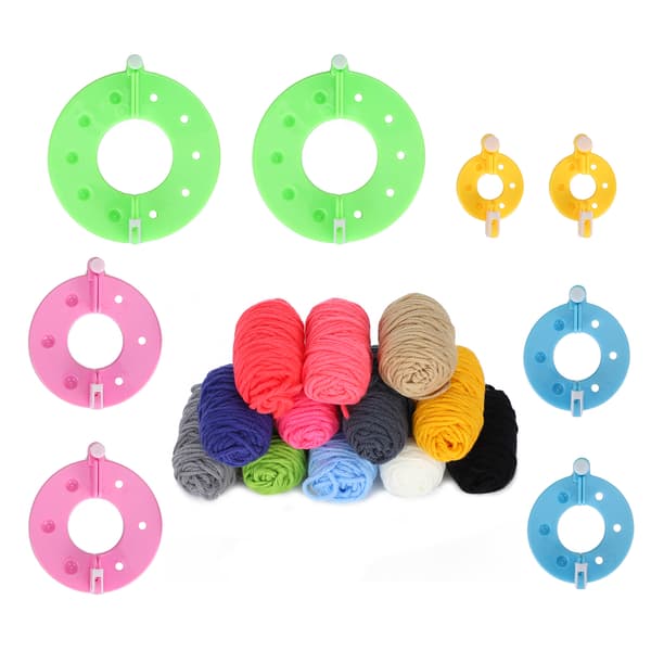 Pompom Maker Kits Färgglada Fluffbollsvävare DIY Ullgarn Stickning Hantverkspresenter