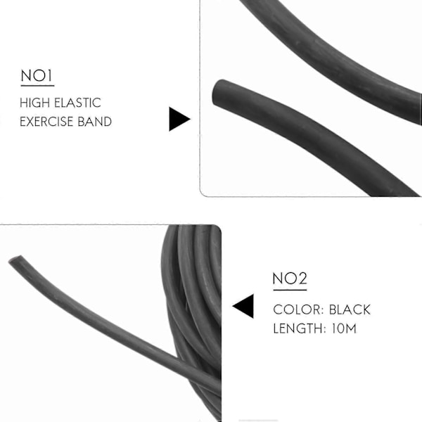 Gummislang Träningsband Katapult Dubbel Elastisk, Svart 10m-B15