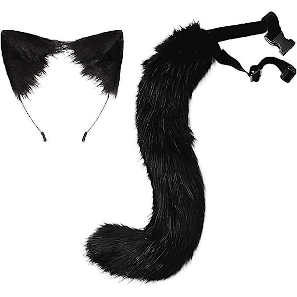 Konstgjorda Pälskatthuvud Hoop Varghuvud Halloween Kostym för Cosplay Fest