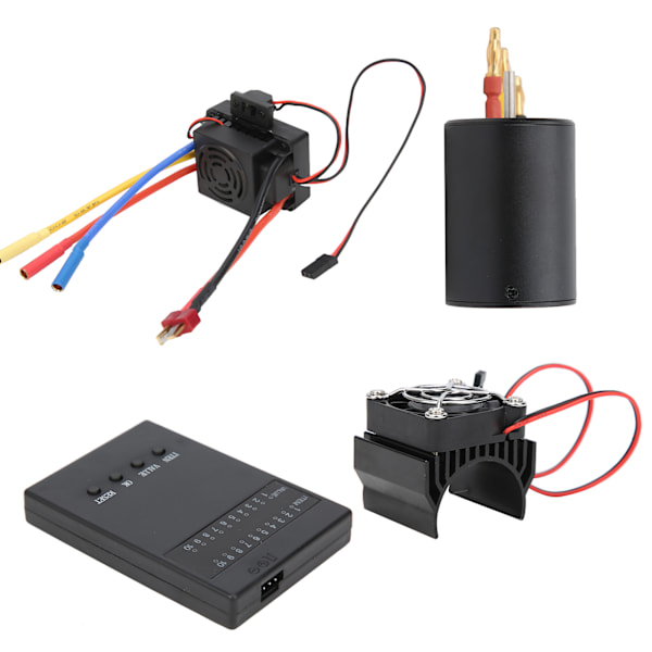 3650 3900KV Borstlös Motor 60A ESC+Programmeringskort Kylsänka Set för 1/10RC Bil