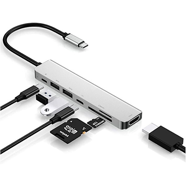 USB C Hub Adapter för MacBook Air/Pro - 4K 60Hz HDMI, Dongel ingår