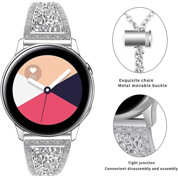 22 mm hurtigutløsende diamanterstatningsklokkerem for Samsung Galaxy Watch3 45 mm og Galaxy Watch 46 mm/gir - damerem