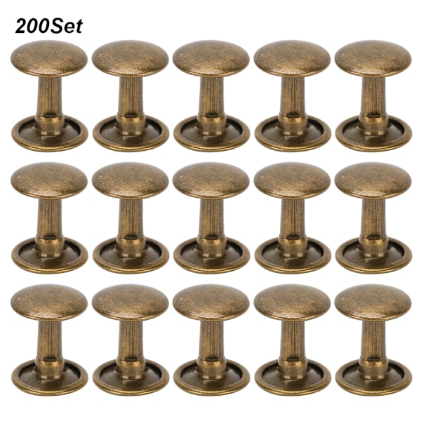 200 sarjaa kaksoiskorkkiniittiä pyöreä niitti naula rauta farkut nappi nahkakengät laukut vaatteet 10x10mm pronssi