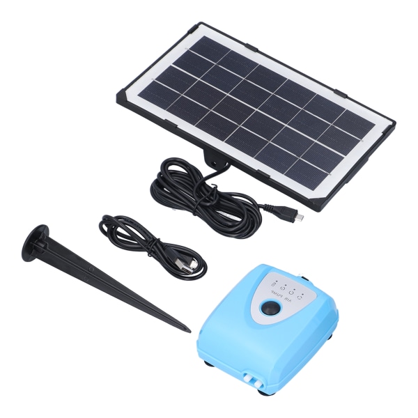Aurinkovoimalla toimiva hapetin Vesihappi Hidasmeluinen Ilmapumppu Lampin ilmastin AP008 3,5W 3,0-4,25V