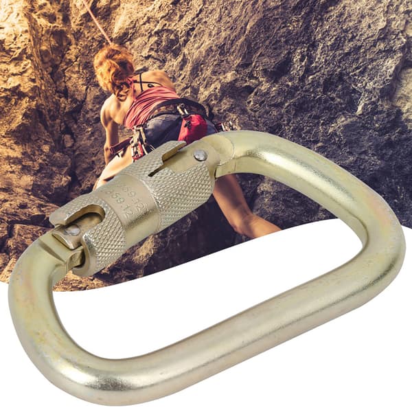 Högbelastande Master Lock Utomhus Automatisk Låsning D-formad Karbinhake för Bergsklättring (Guld)