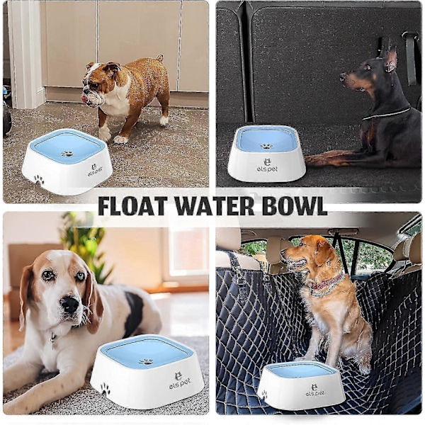 Hundeskål Spildsikker, Kæledyr Vandskål Drypfri Langsom Vandfodring Katte Skål, Kæledyr Vanddispenser Rejse Vandskål Til Hunde Katte -CHSZ 1L Blå
