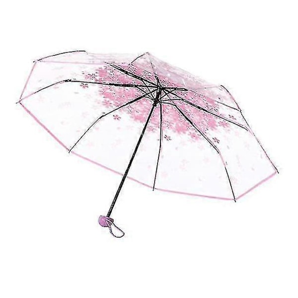 Transparent Regnparaply Kirsebærblomst Sammenfoldelig Paraply