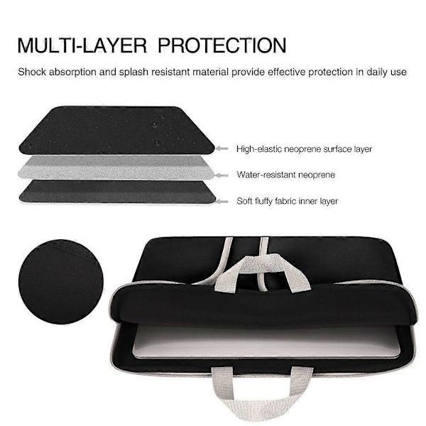 Vanntett Laptop Sleeve Veske Bag 13x9.1 tommer Glidelåslomme For MacBook Samsung Chromebook HP Acer Lenovo-Shilan