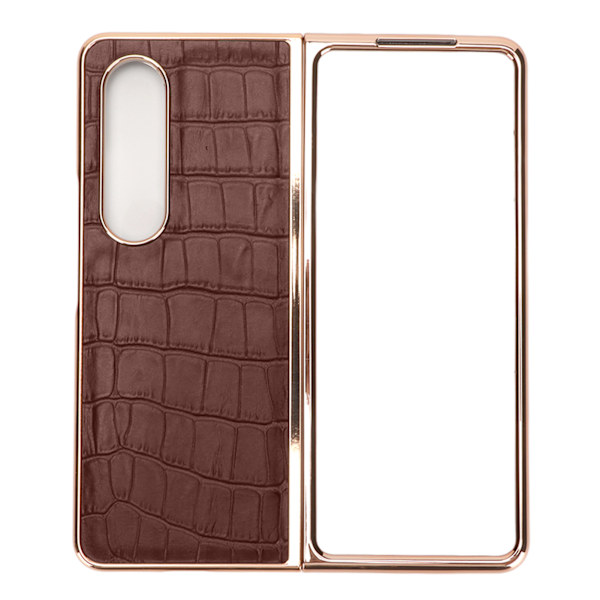 Puhelimen suojakotelo Samsung Galaxy Z Fold 4:lle Nano Plating Crocodilian Pattern Aito nahka naarmuuntumaton ruskea
