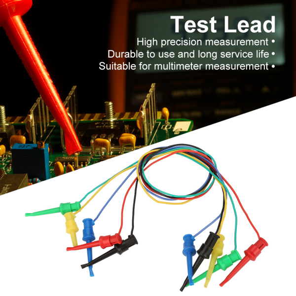 5 st färgglad multimeter elektriskt test Dubbel SMD IC silikon bly testklämma krok