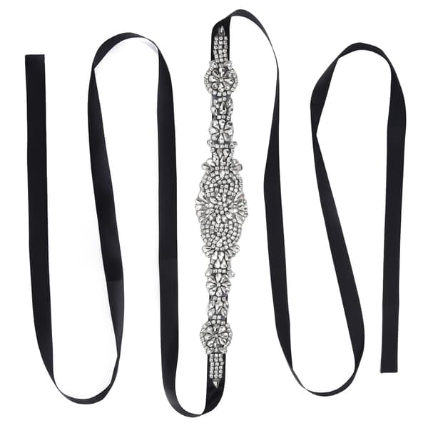 Rhinestone brudekjolebelte Elegant midjebelte Klestilbehør til brud brudepike Svart