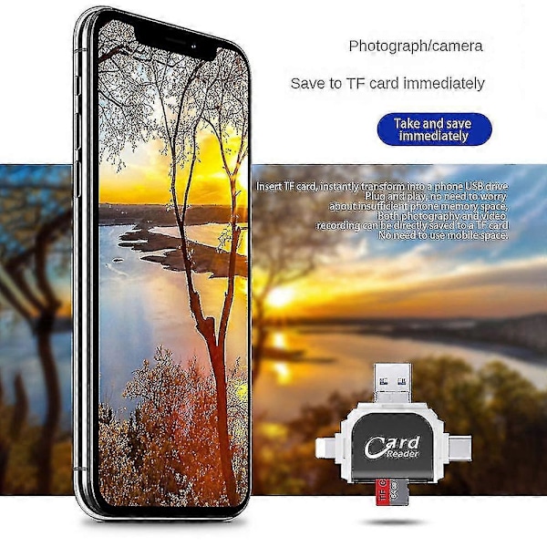 Heta Android Micro/Type-C multifunktionell metall fyra portar två i en kortläsare för mobiltelefoner och datorer ZD B2 roséguld