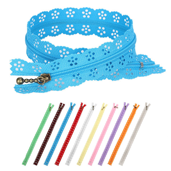 10 st spetsblixtlås blandad stil knopp silke form nr 3 nylon sytillbehör 35 cm