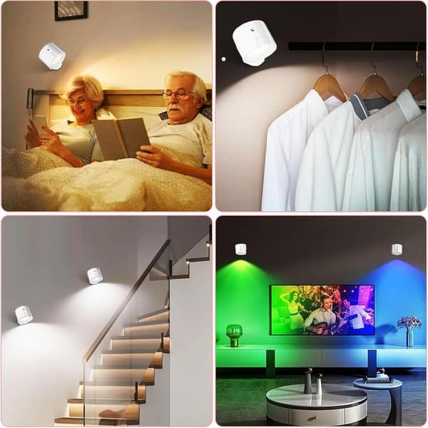 Trådlös Touch LED Vägglampa – 360° Justerbar – 10-100% Dimbar – Uppladdningsbar med Timer – För Sovrum och Vardagsrum, Vit