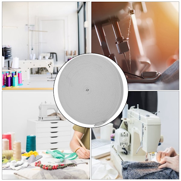 Stickad elastiskt band tjocknar sytillbehör hantverkssamling för skyddskläder manschetter vit 15 mm bredd
