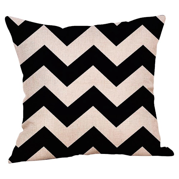 Sett med 4 dekorative putetrekk, svart, 45 x 45 cm, geometriske putetrekk, firkantet putetrekk for utendørs terrasse, hagebenk, stue, sofa