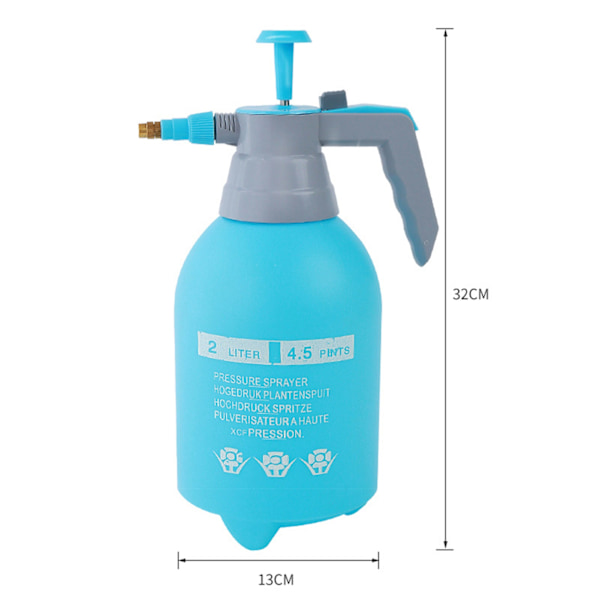 2L sprayflaska plastbevattningskruka Hög lufttrycksförtjockad vattenspruta för GardenBlue