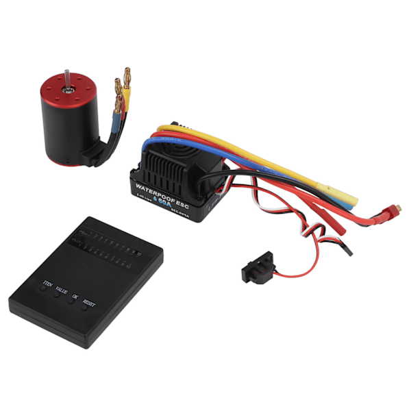 60A børsteløs ESC med programmeringskort 2300kv børsteløs motor med 4 mm bananplugbøjle til 1/10 1/8 RC bil lastbil