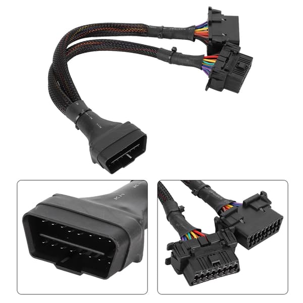 1 til 2 OBD Adapter Splitter Y Kabel Forlængerledning Bil Diagnostisk Scanningsværktøj
