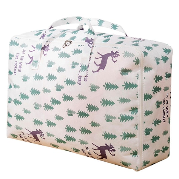 Åndbar Quilt Opbevaringspose med Lynlås - Vliesstof Tæppe Organizer L Elk