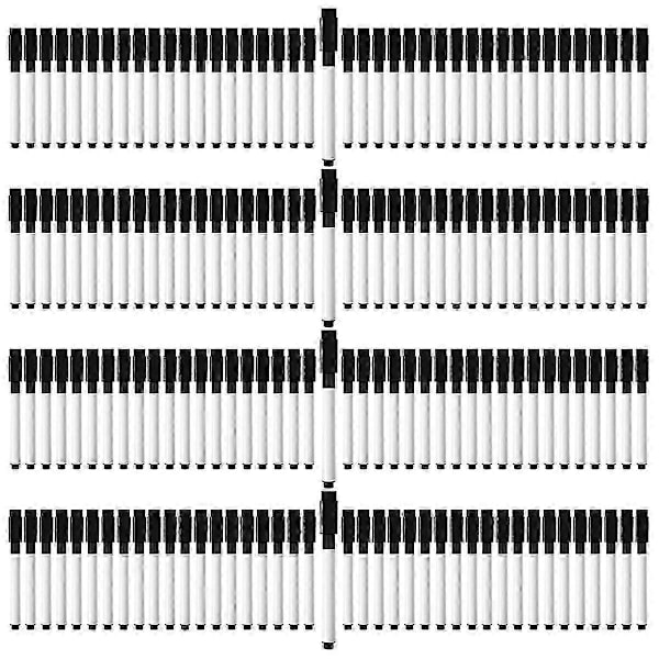 200 st Magnetiska Whiteboardpennor med Fin Spets och Sudd, För Skola Kontor Hem (Svart)