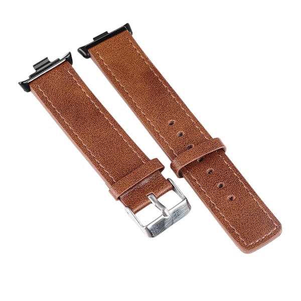 PU læderurrem til Mi Band 8 Pro Vintage fladt hoved justerbar udskiftningsurrem brun