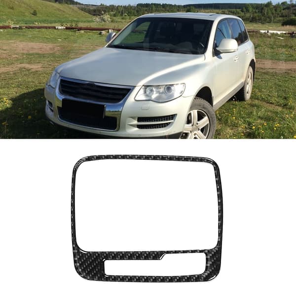 Vänsterstyrd kolfiber växelpanelramskydd för VW Touareg 2011-2018