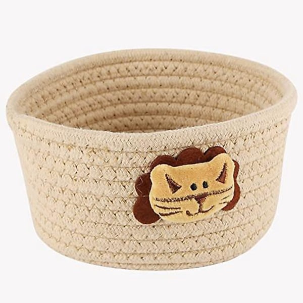 Vous Baby Oppbevaringskurv i Bomull med Katt Trykk - B19 x H9,5 cm - Liten Oppbevaringskurv for Tøy, Leke og Tepper - Oppbevaringskurv for Bad, Li