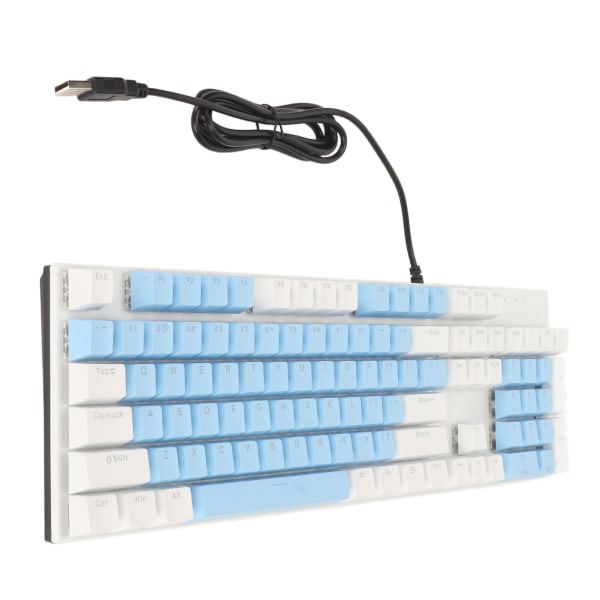 104 tangenter Mekaniskt speltangentbord 28 Bakgrundsbelysningslägen Blå Switch Plug and Play RGB Trådbundet datortangentbord för Windows för Linux Blå Vit