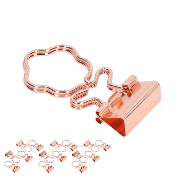 15 st roséguld-klämmor med stark klämkraft, små metallklämmor för kontor, skola, näckros