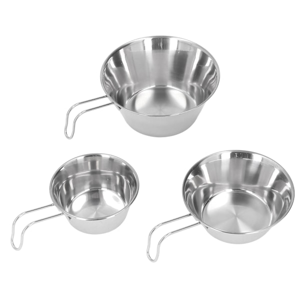 3-delars rostfritt stål camping skål set bärbar BBQ hopfällbar mugg skålar bergsklättring picknick köksartiklar