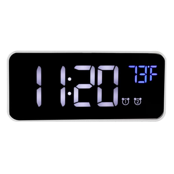 LED Digital Väckarklocka Termometer med Snooze USB-laddning Sovrum Kontorsdekoration Silver
