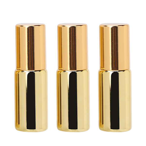 3 st professionella parfymrullflaskor i glas bärbara eteriska oljerullflaskor set 5ml Guld