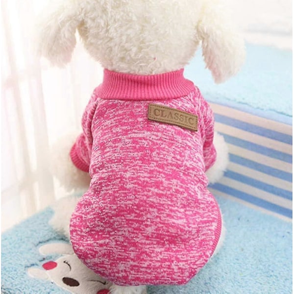 Stickad tröja för hund, tjock och varm, vinterkläder för hund och katt Zekai Rosa XS
