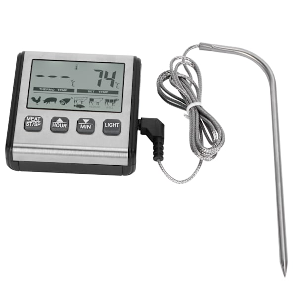 Digital Grillmatstermometer Temperatur Larm BBQ Vikbar Sond Kötttermometer