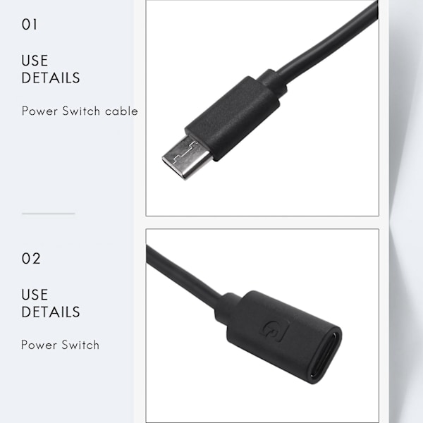 Strömbrytare USB Typ C med indikatorlampa Hane till Hona USB-C Förlängningskabel Brytare kompatibel Raspberry Pi 4B-B13