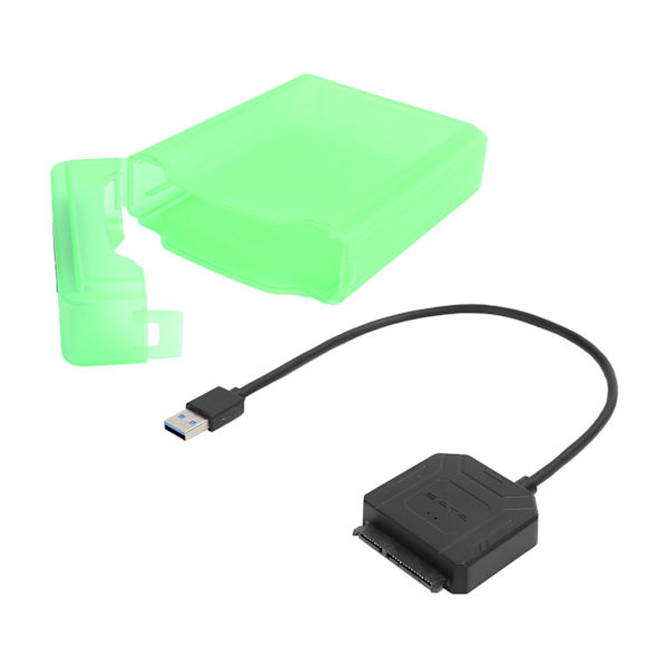 SATA USB 3.0-adapter 2,5 tommer 3,5 tommer SSD HDD harddisk-kabel datamaskintilbehør beskyttelsesboks (grønn)