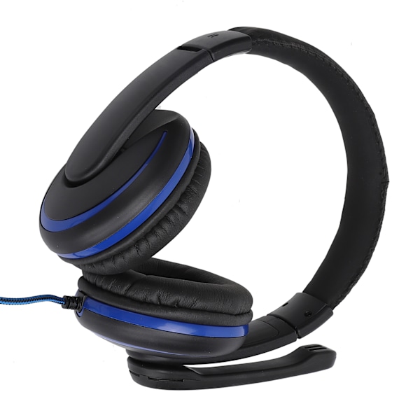 3,5 mm Gaming-hovedtelefoner med kabel og mikrofon til PS4, bærbar computer, mobiltelefon, sort + blå
