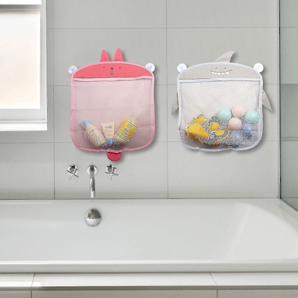 Børnebad Hængende Mesh Taske Net til Badekar, Grå og Pink - 2 Pak