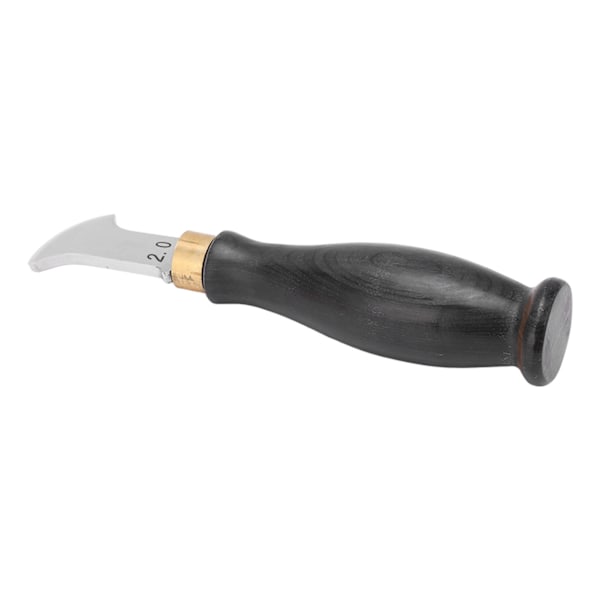 Lærskjærer Ergonomisk design 304 Rustfritt stål Sandeltrehåndtak Speilpolert Lærstrimlekutter 2,0 mm