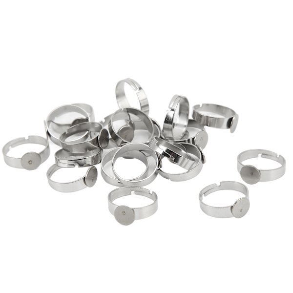 20 st tomma ringar 8 mm justerbar rostfritt stål DIY platt ringbas för DIY ringar DIY smycken