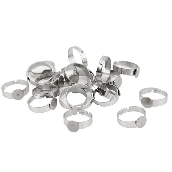 20 STK Tom Ring 8mm Justerbar Rustfritt Stål DIY Flat Ringbase for DIY Ringer DIY Smykker