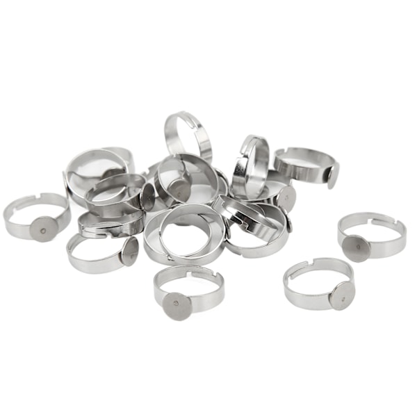 20 stk. tomme ringe 8 mm justerbar rustfrit stål DIY flad ringbase til DIY ringe DIY smykker
